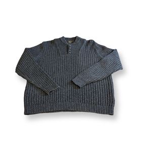 Eddie Bauer 4 Button Knit Heavy Pullover Sweater Size L Dark Gray